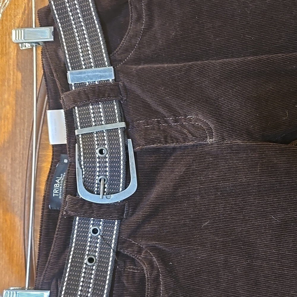 NWT Tribal Brown Corduroy Pants With Belt - Picture 2 of 5